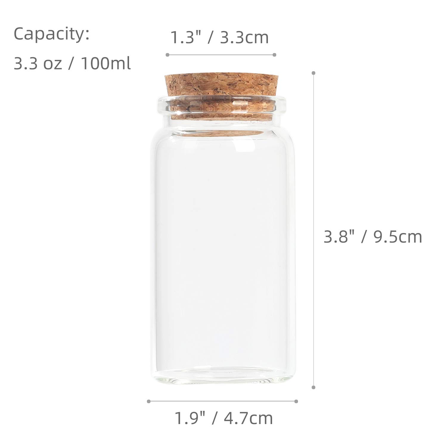 Magic Season Decorative Round Glass Bottles with Cork Stoppers (2 Pcs / 3.3 fl oz.)