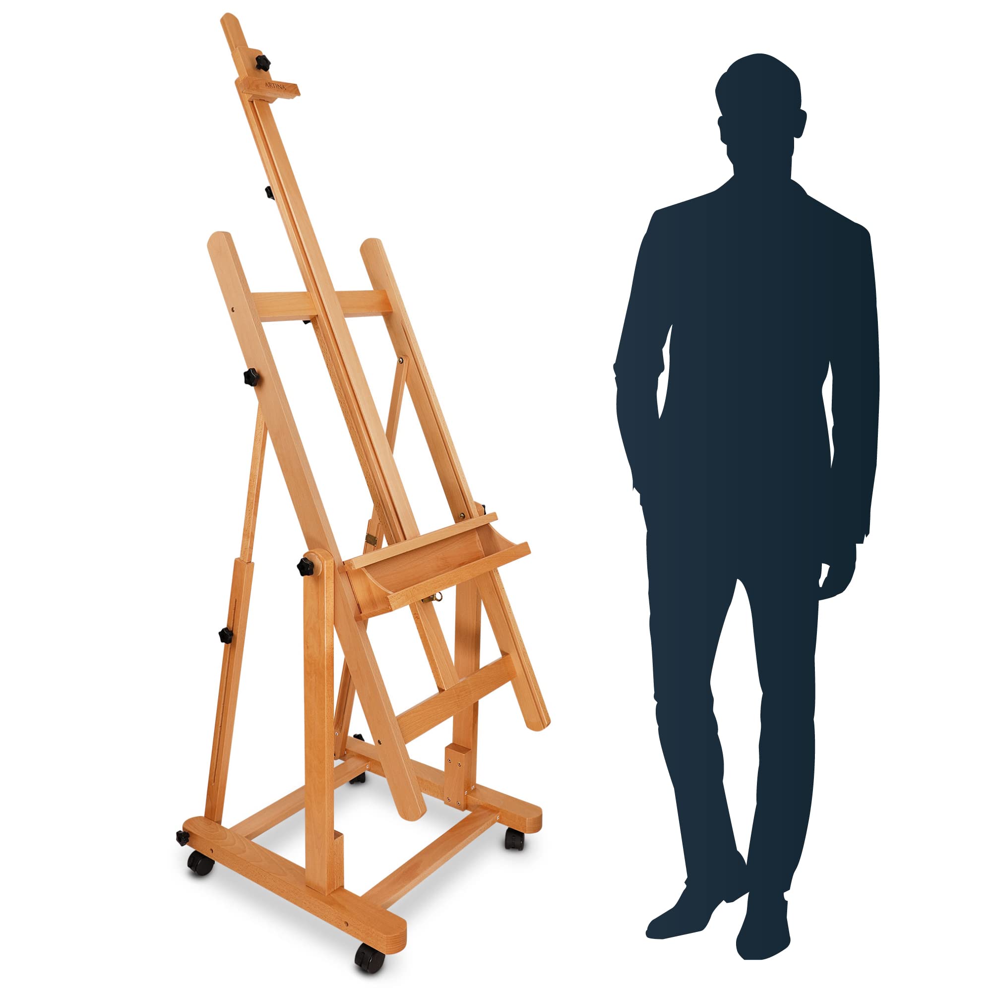 Artina Cavalletto da Studio per Pittura Professionale - Verona - cavalletto in Legno di faggio oleato - Cavalletto per dipingere Professionale