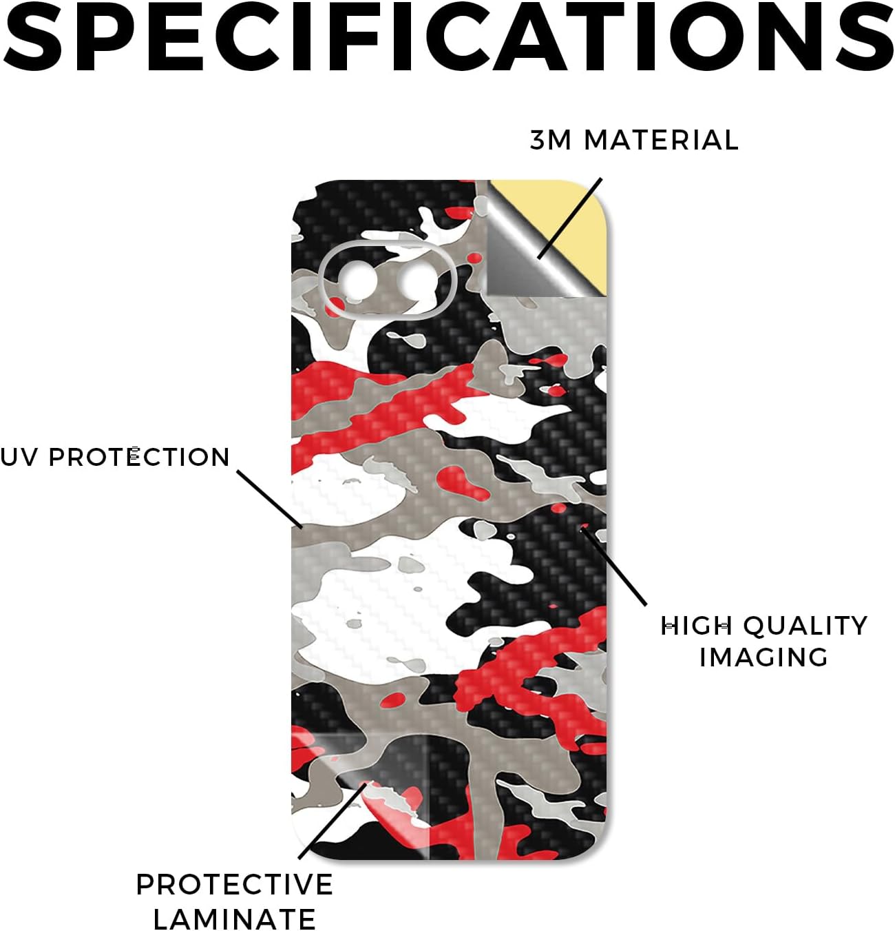 Carbon Fiber Phone Skin Compatible with Google Pixel 9a - Red Camo - Premium 3M Vinyl Protective Wrap Decal Cover - Easy to Apply | Crafted in The USA by MightySkins