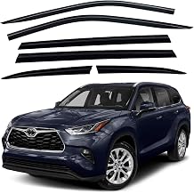 AUTOCLOVER Tape-On Rain Guards Window Visors 6 Pcs Set for Toyota Highlander 2020 2021 2022 2023 2024 2025/ Window Deflectors, Out-Channel Vent Shades Smoked
