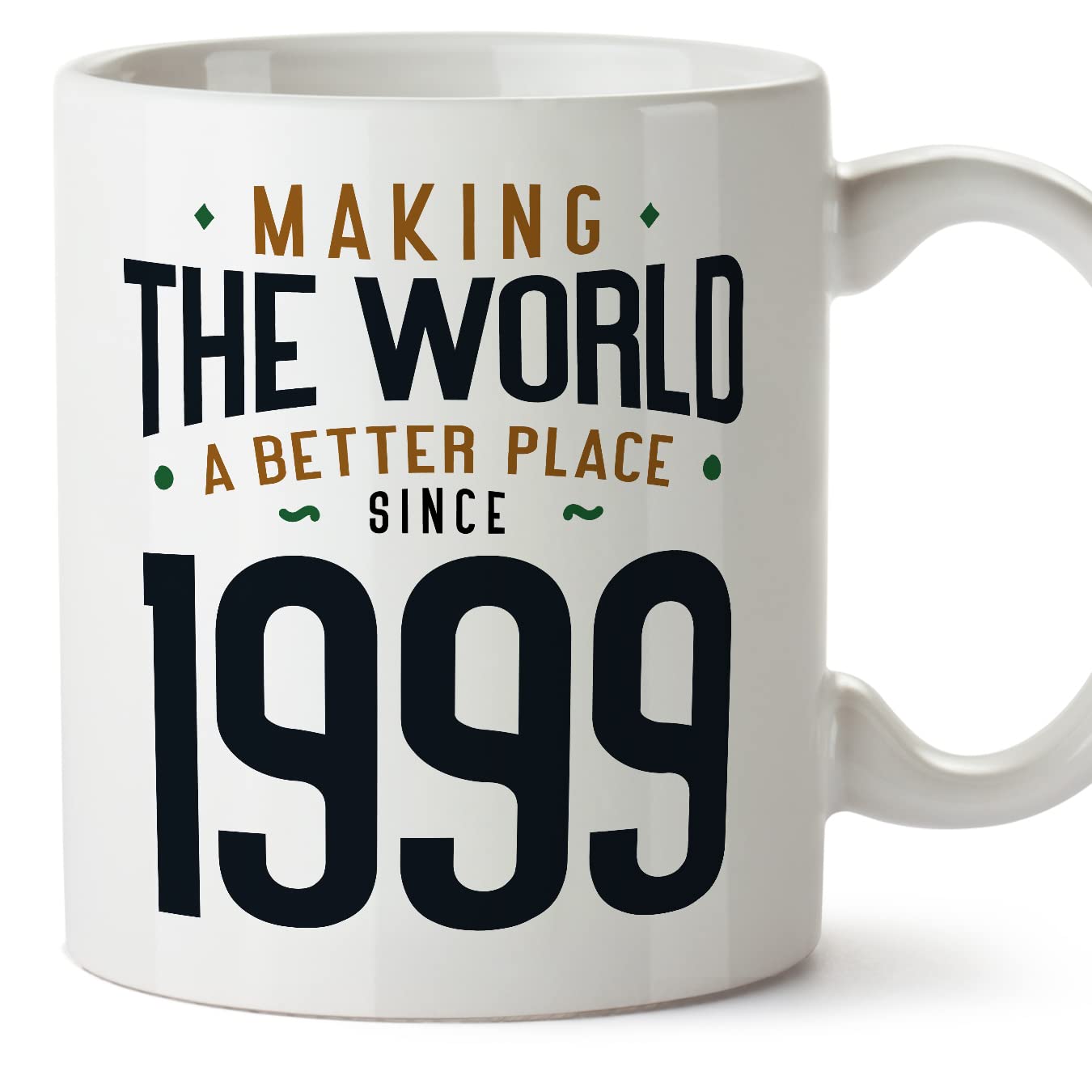 MUGFFINS 1999 Birthday Mug - in English - Making the World a Better Place - Funny Anniversary Present - 11 oz — image 1
