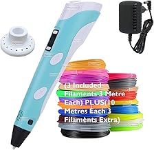 Magicwand【with Adaptor】| 3D Pen for Kids | 3D Printing Pen with LCD Display【10 Metre Each 3 Filaments Extra & 3 Metre Each 3 Filaments】【Pack of 1】