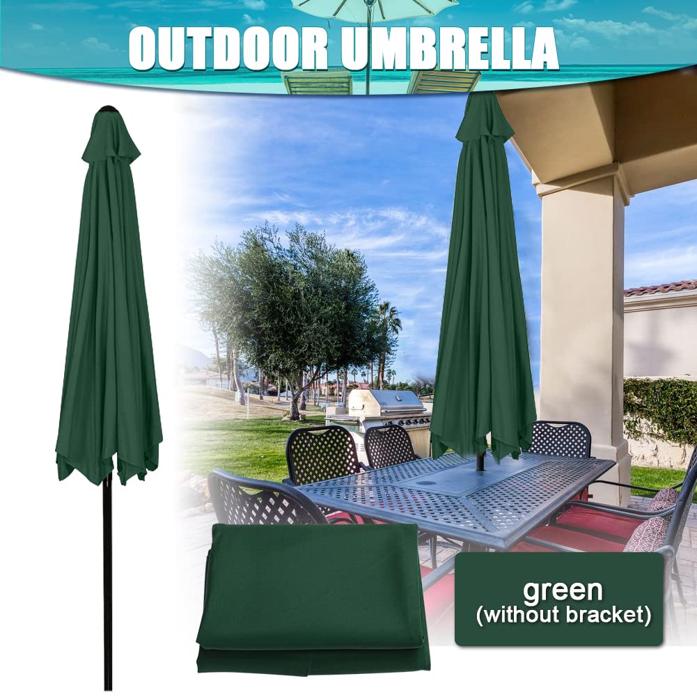 Roadtime Vervangende parasolluifel van 9,8 m, universele vervangende parasoldoek, tuinparasol, zonnescherm voor tuin, terras, tuin, tuin, tuin, strand, zwembad, markttafel (3 m/6 ribben, kaki
