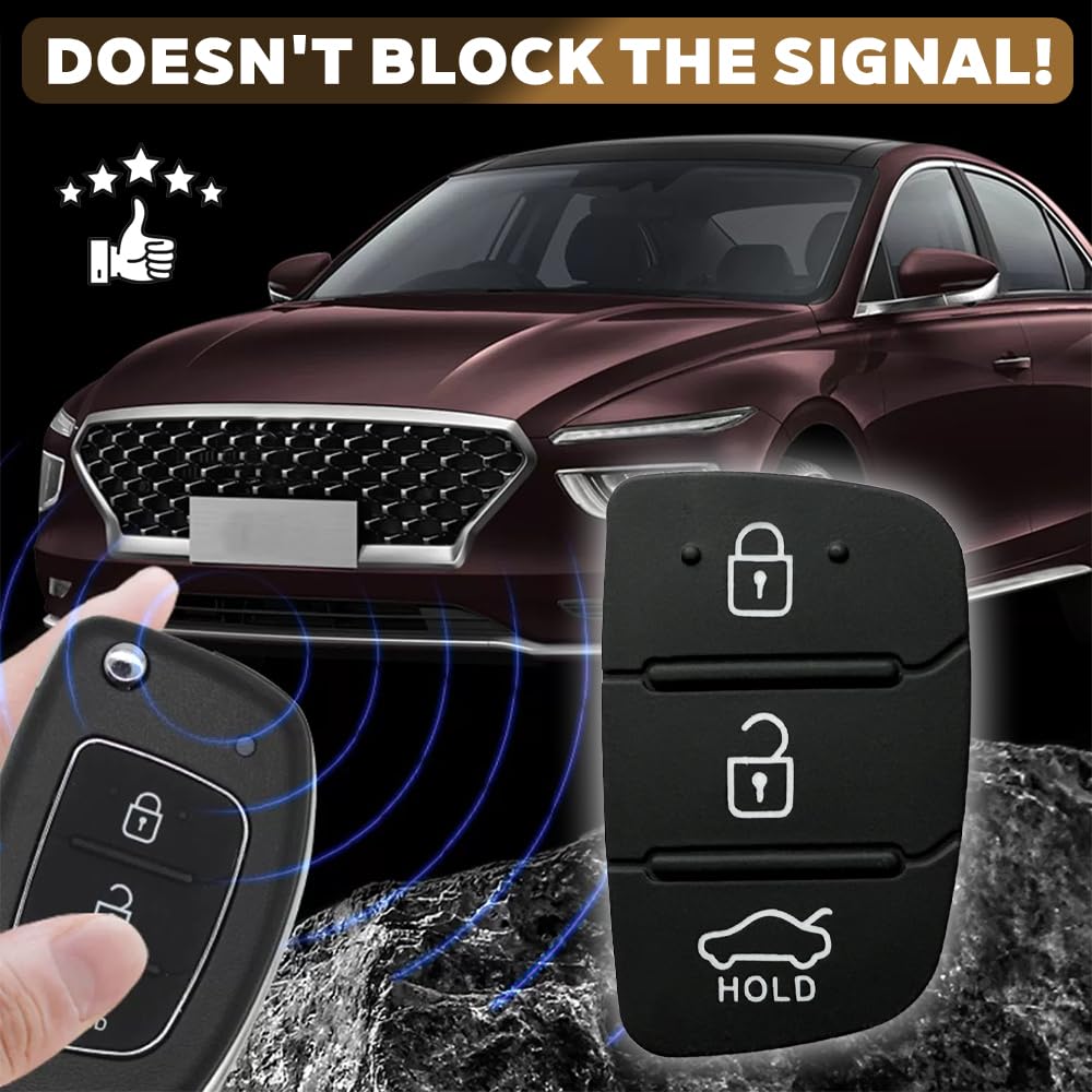 Chiave Guscio Cover 3 Tasti in Gomma Compatibile con Hyundai i40 i30 i20 i10 ix20 ix35 Tucson Santa Fe Elantra Silicone Ricambio Telecomando Custodia Chiave Cover per Auto