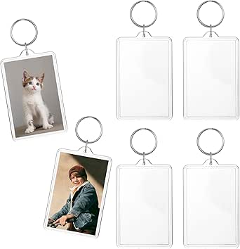 Xelsluthe 6 Pcs Photo Keychain Holder Transparent Personalized Custom ...