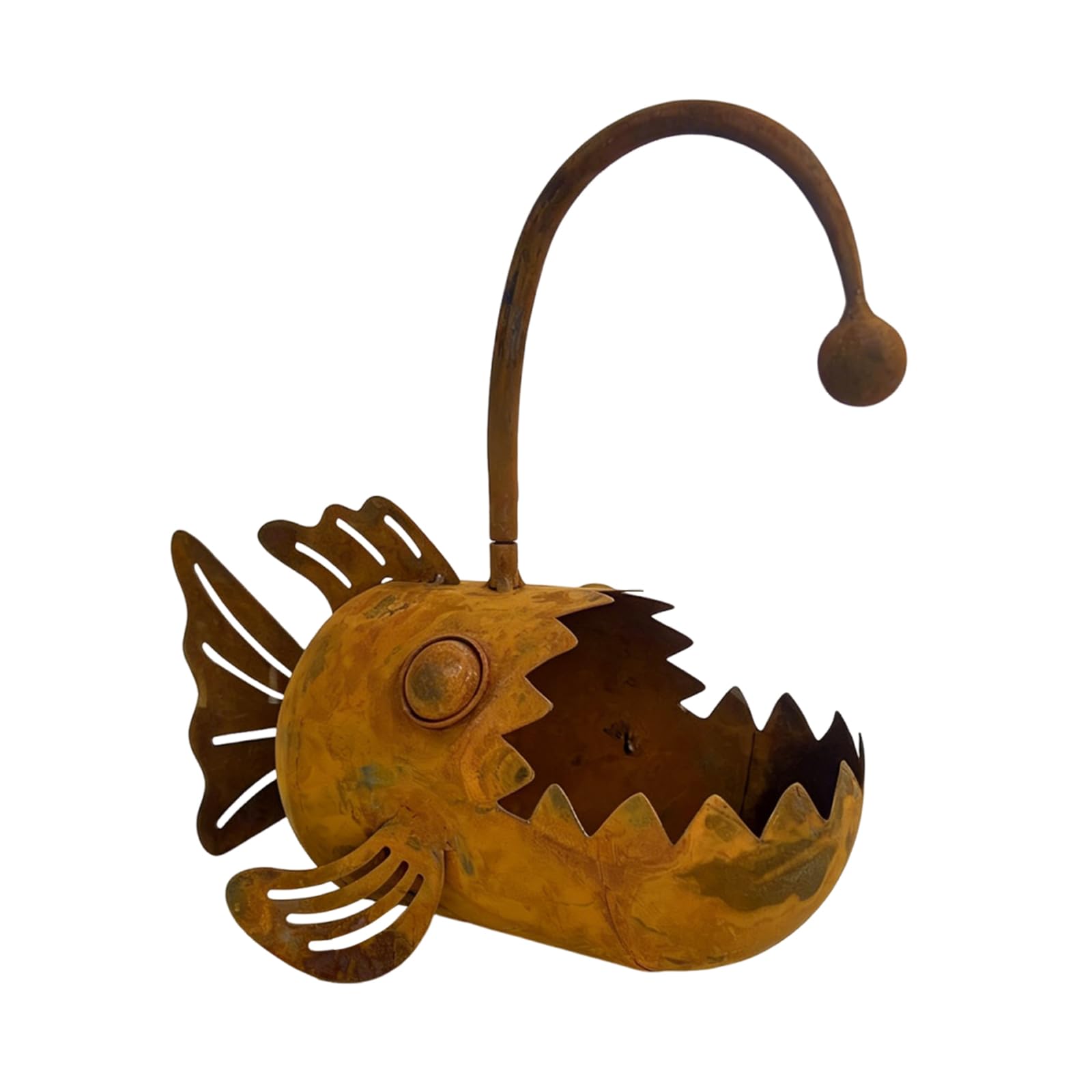 Metal Rusty Fish Shaped Succulent Holder Funny Fishes Decoration Rustproof Whimsical Windowsill Planters Pot for Balcony Courtyard Garden Lawn Patio