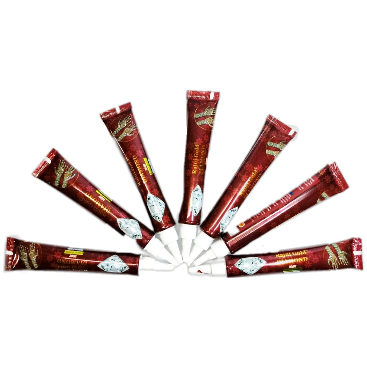 Rajini Gold DIAMOND Herbal Instant Dark Red Henna Mehendi Tattoo Paste Tubes (10pieces In Each Box)