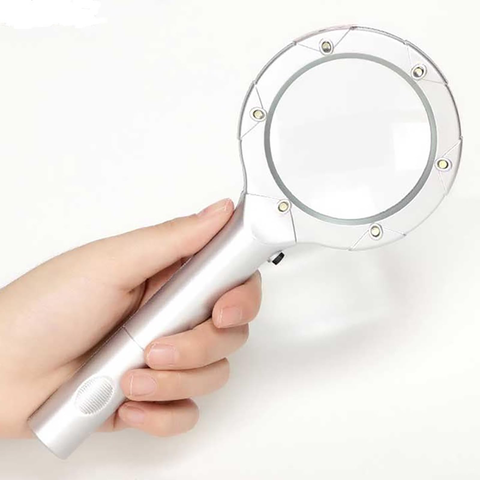 Lupa con luz, Lupa de Mano 4X con luz de 6 LED, Lupa iluminada para Lectura, inspección, Monedas, exploración de Regalos de Pasatiempos para niños Beauty Comes