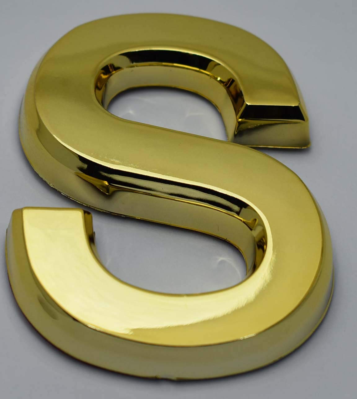 1 PCS - Apartment Number Sign/Mailbox Number Sign, Door Number Sign. Letter S Gold (Gold, 3D, Size 2.75 x 1.75, Comes with Double Sided Tape)- The Maple line