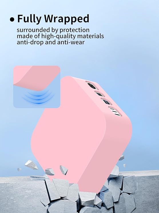 Case for Mac Mini M4/Mac Mini M4 Pro Desktop Computer, Sillence Material,Shock-Absorbing and Anti Drop Protection Soft Half Shell,Pink.