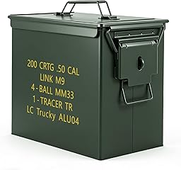 Trucky Munitionsbox Ammo Box 33x19x28 cm Metallkiste Munitionskiste Metallbox Aufbewahrungsbox mit Deckel Army Grün Metall