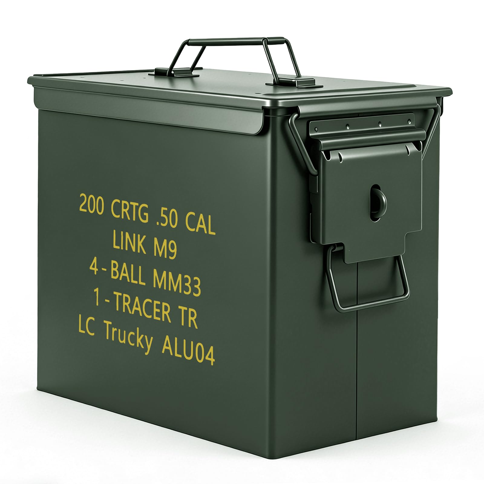 Trucky Munitionsbox Ammo Box 33x19x28 cm Metallkiste Munitionskiste Metallbox Aufbewahrungsbox mit Deckel Army Grün Metall - 1