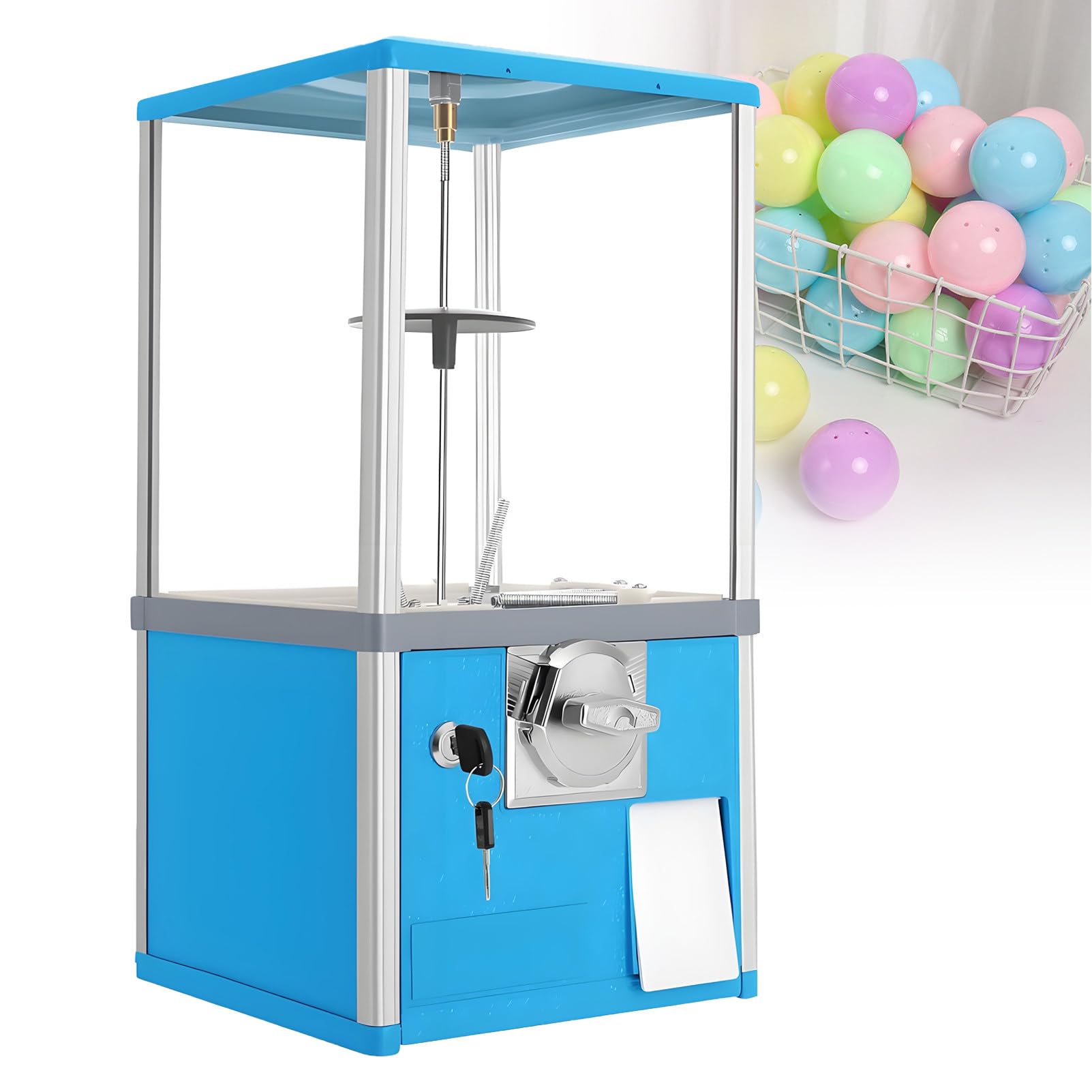 Distributeur Automatique de Bonbons et de Jouets pour Capsules de 4 à 5,5 cm, Distributeur Commercial à pièces, idéal pour Les salles de Jeux et Les magasins de détail Blue