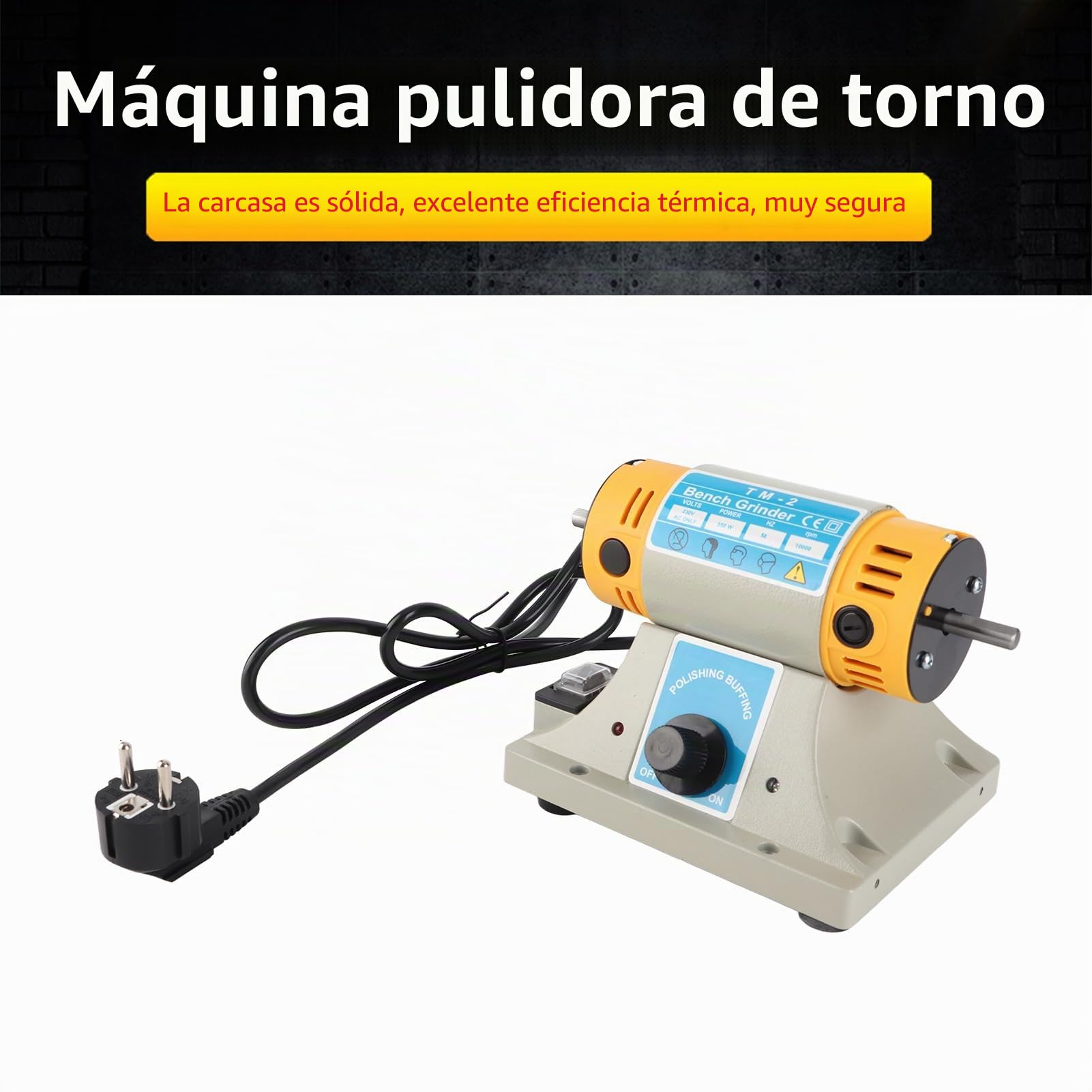 Pulidora de banco 350 W 220 V Pulidora de joyería 0-10000r/min Máquina pulidora de torno de velocidad variable