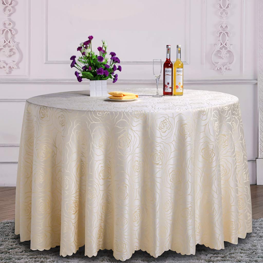Nappe ronde tissu anti-reflet crème-blanc pour cacher les imperfections de table