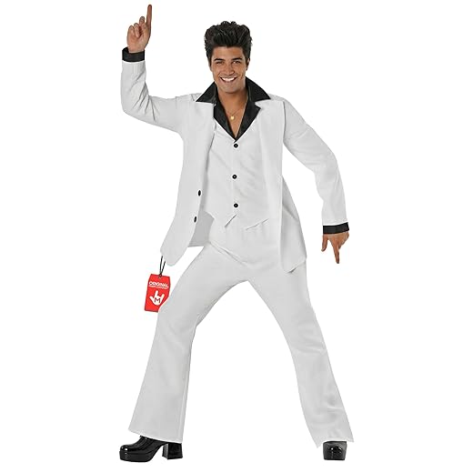 Morph Saturday Night Disco Costume Men 70s White Leisure Suit for Men 70s Fever Outfit Halloween Costumes For Adults
