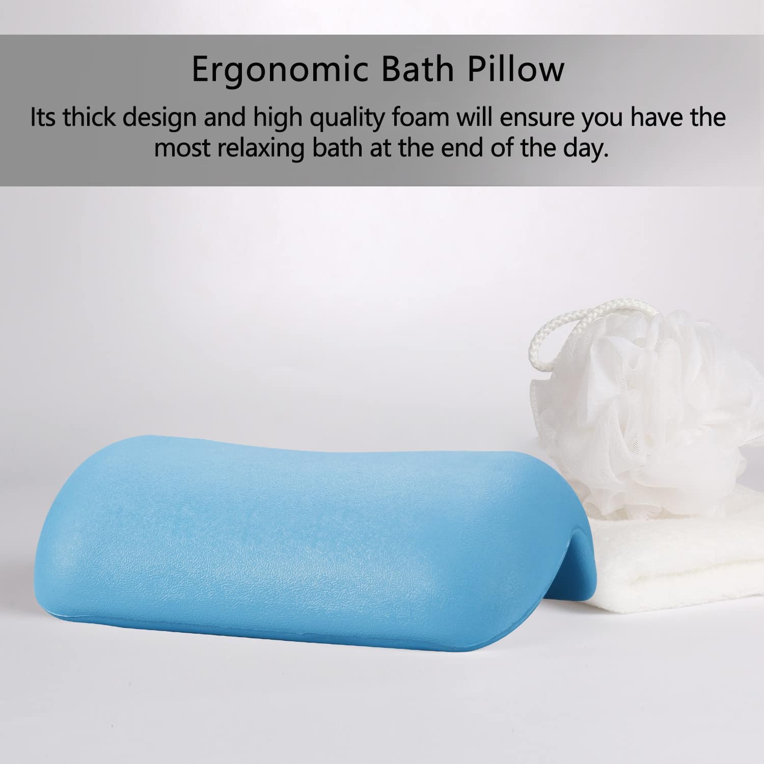 Almohada de Baño Impermeable con Ventosas Antideslizantes - Reposacabezas Ergonómico para Bañera/Hidromasaje, Cojín SPA Hogareño de Material Premium, Máximo Confort y Relax Profundo - Azul