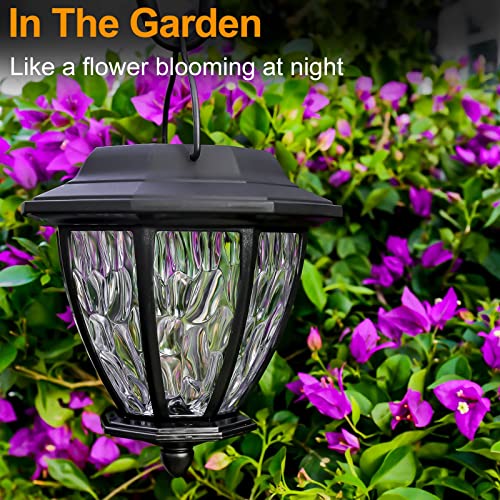 Eeauld Hanging Solar Pathway Lights, 2 Pack Shepherd Hook Lights Waterproof Hanging Solar Lights 34 Inch Outdoor Solar Lanterns 3000K Warm White #TOP4