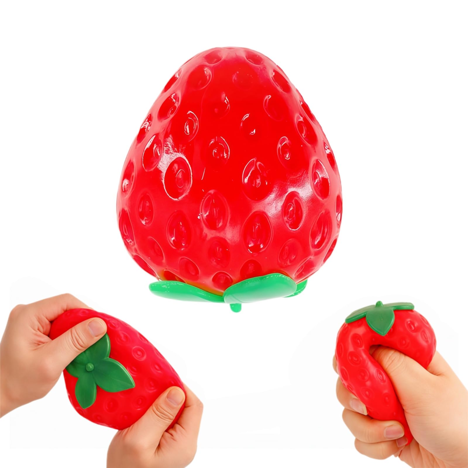Strawberry Squishy, Fast Rebound Fidget Stress Relief Realistic Fruit Squeeze Toy, Anxiety Sensory Stress Squishy Hand Toys, Soft Simulation Fruit Stress Relief Balls, Calming Adults Fidget Toys