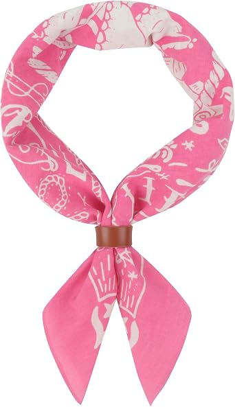 100% cotton Bandana Scarf With Leather Scarf Buckle, Retro sail pattern Neck Scarf for Men & Women Cowboy Scarves