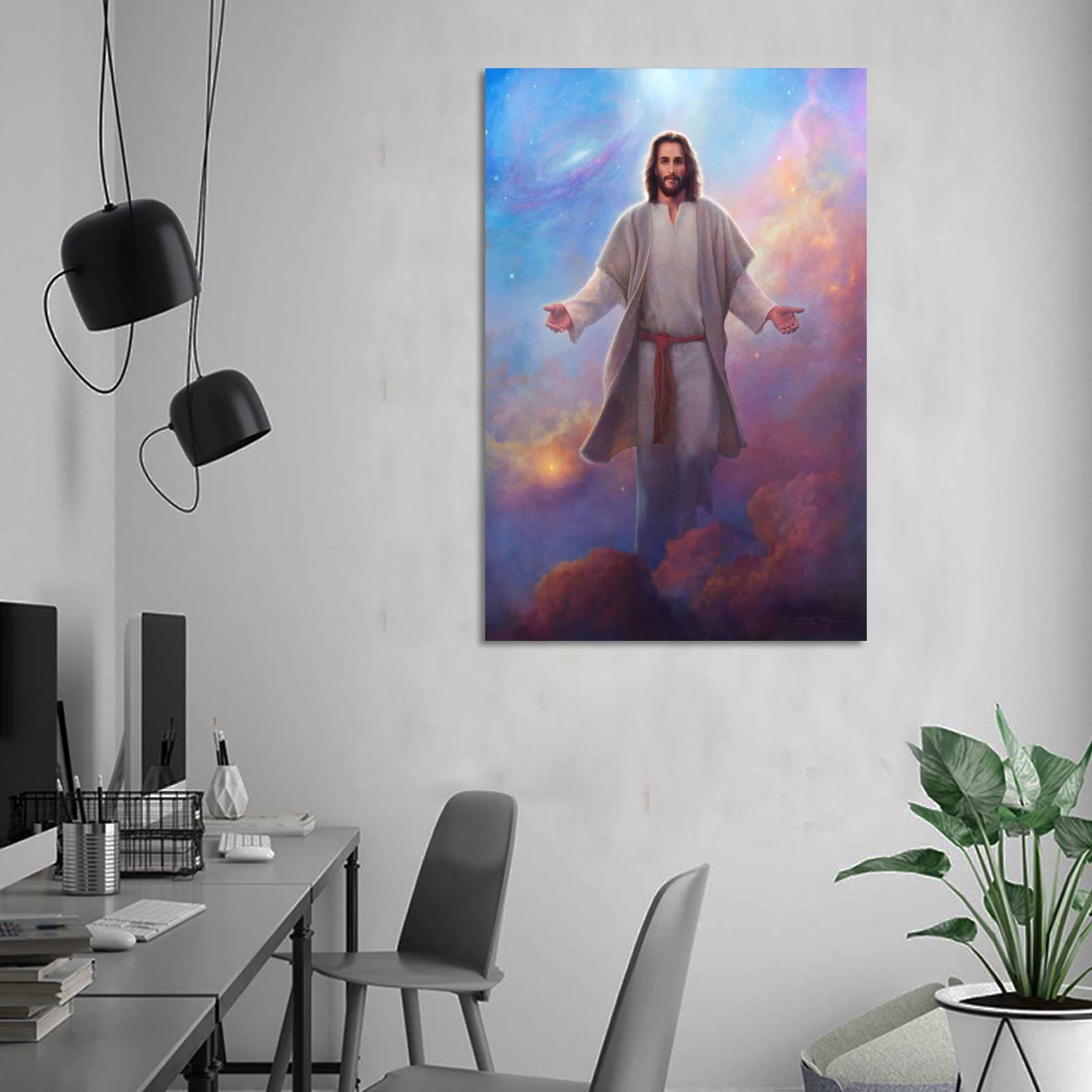 Jesus Christ Watchers In The Night Canvas Art - 24x36 Inch Religious Wall Decor