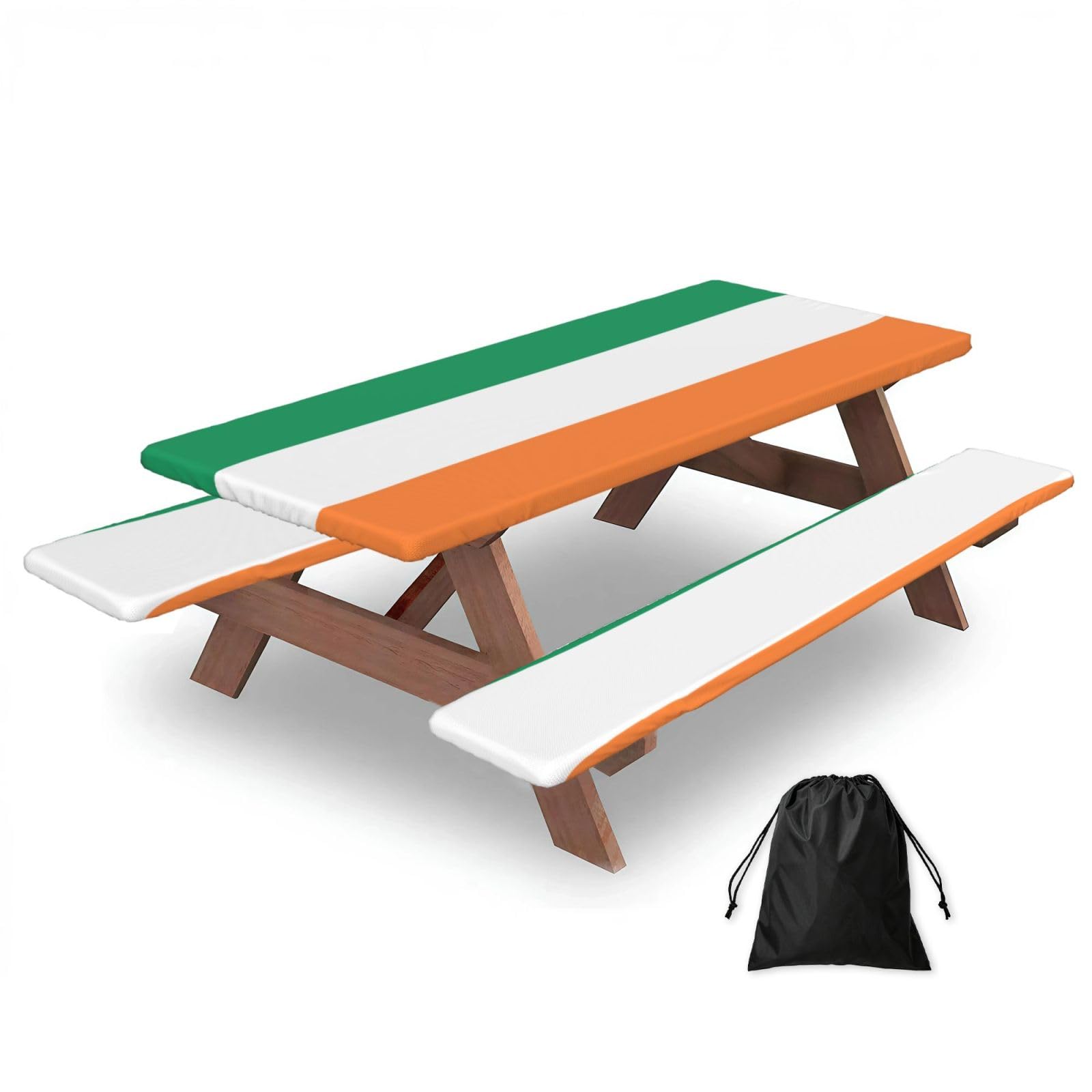 PPHGUT Irish Flag Print Picnic Table Bench Cover Set Outdoor Garden Bbq Protector For Family Camping