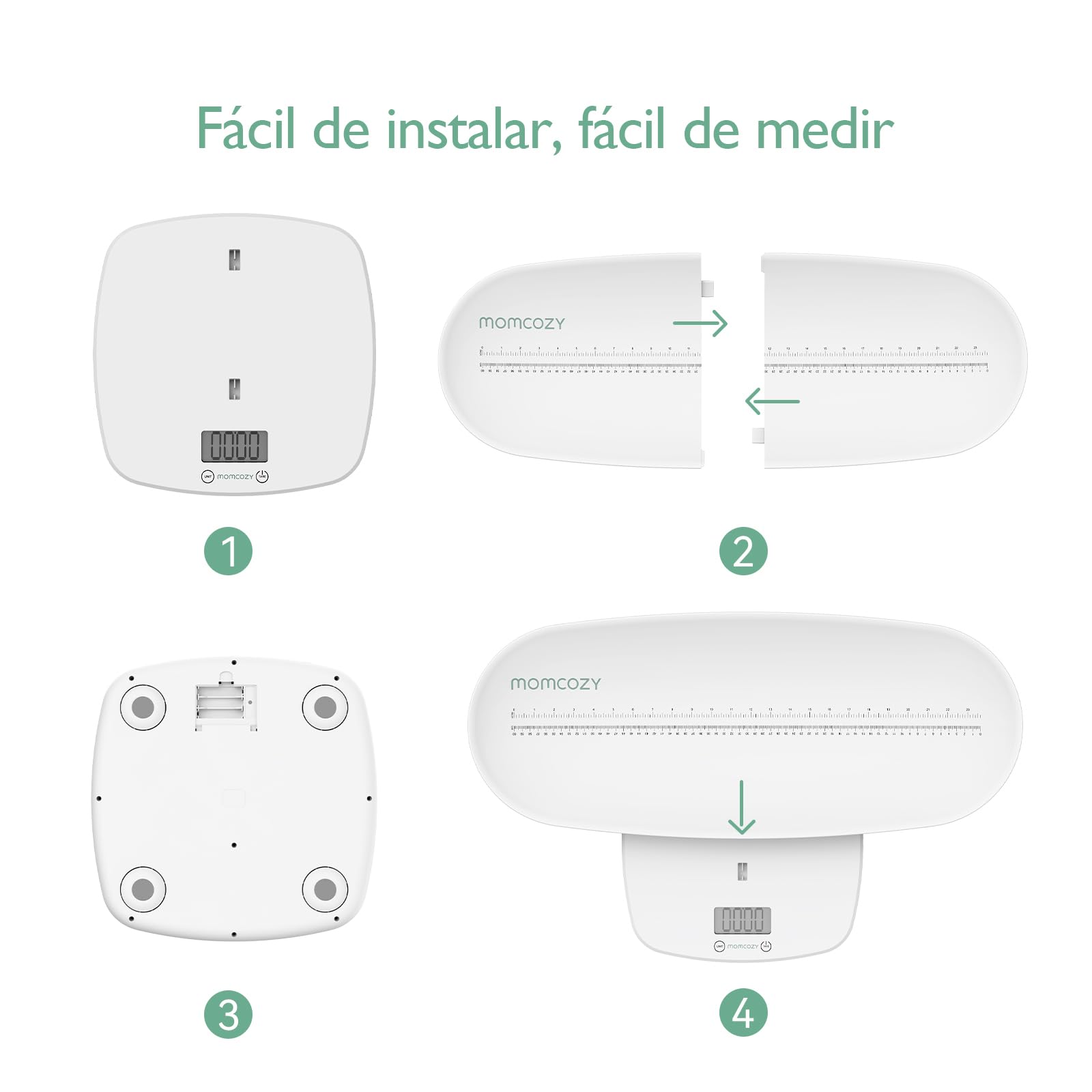 Momcozy AZ01 Bascula Bebe Multifuncional para Peso y Altura, Bandeja Extraíble, WW01 Calentador de Toallitas para Bebé con Gran Capacidad y Luz Nocturna