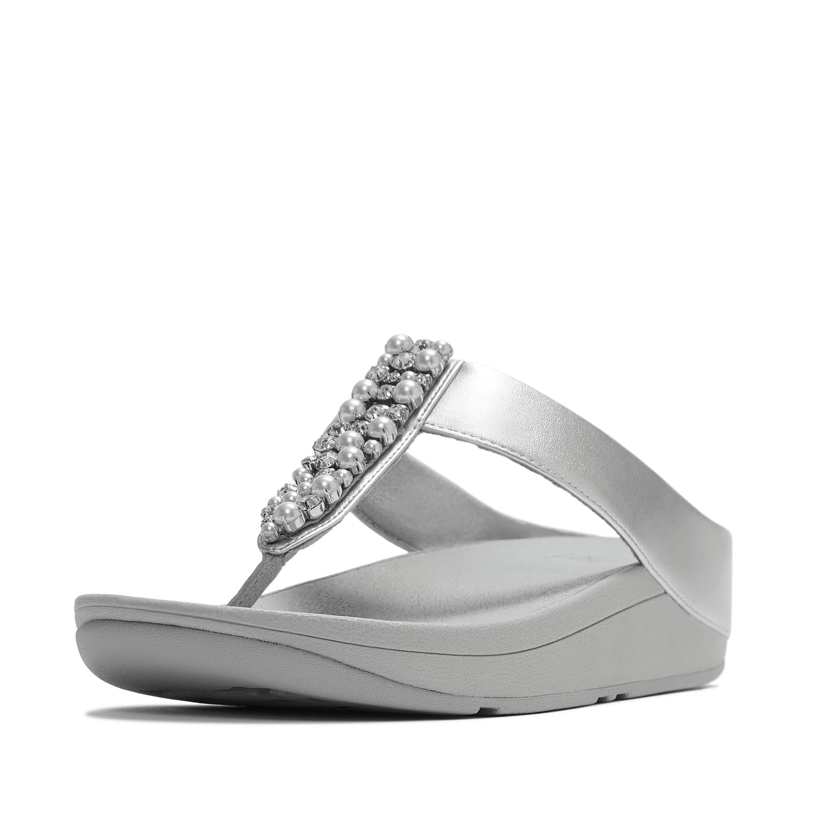 Fitflop Women's Silver Fino Pearls & Crystal Sandals in Size 6.5, Sports Direct