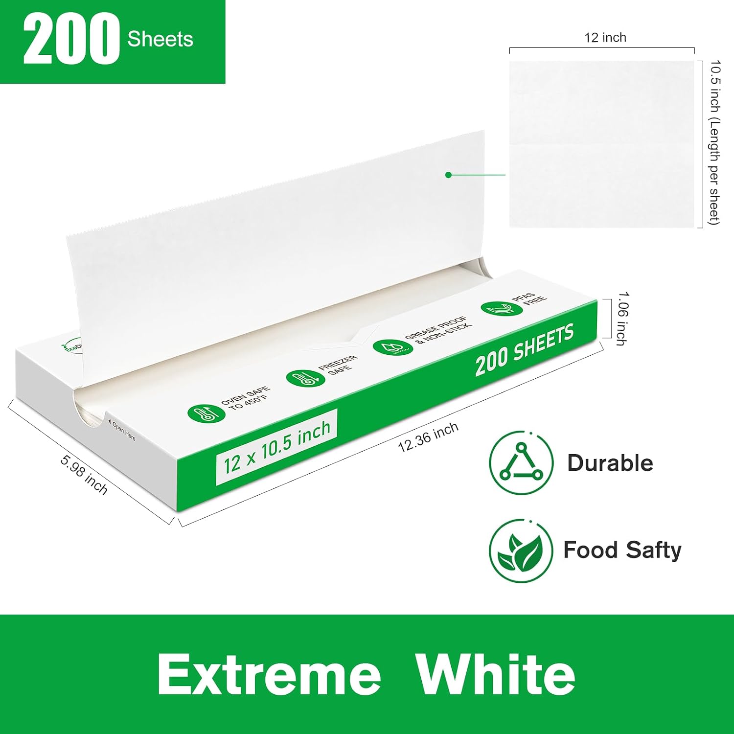 EcoDispose Precut POP UP Deli Paper Sheet, 200 Pack, 12" x 10.5", White image 2