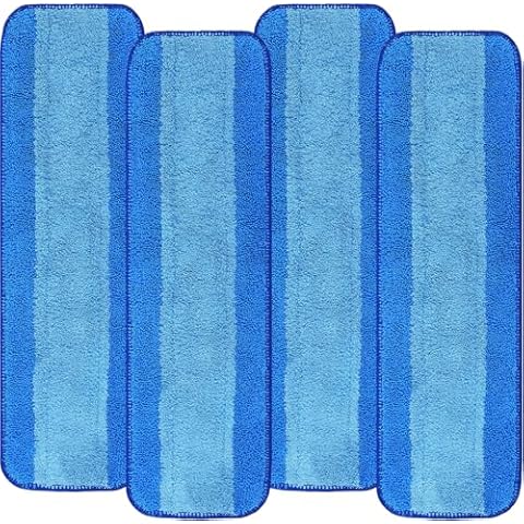 HINSOCHA 4-Pack Microfiber Cleaning Pads Compatible with Bona Mop, 18-Inch Reusable Replacement Pads for Hardwood Floors Cover