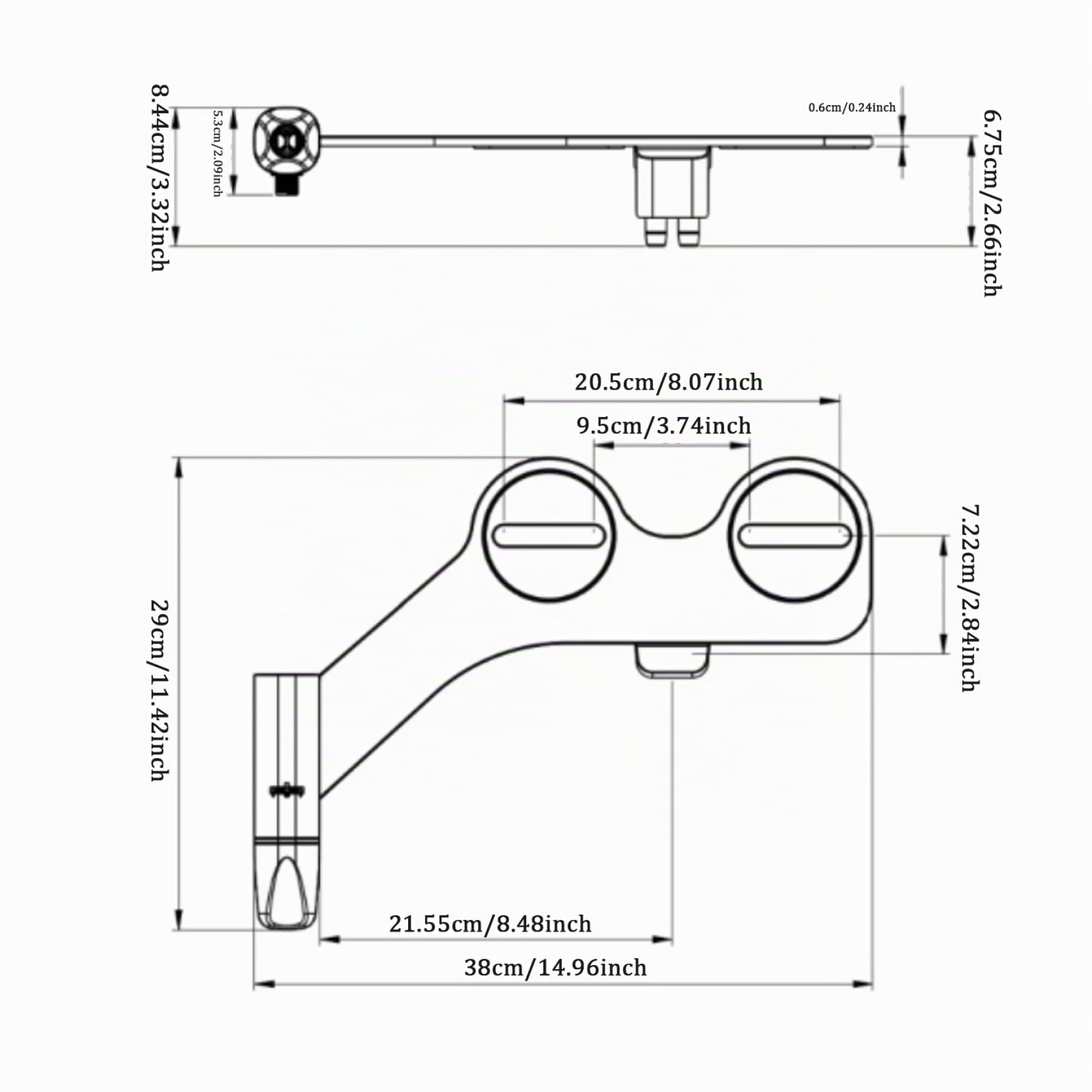 Baño Sitz para el inodoro, accesorio de bidet para el inodoro, accesorio de bidet del inodoro, pulverizador de bidet con boquilla dual, presión ajustable de bidet para lavado femenino/posterior