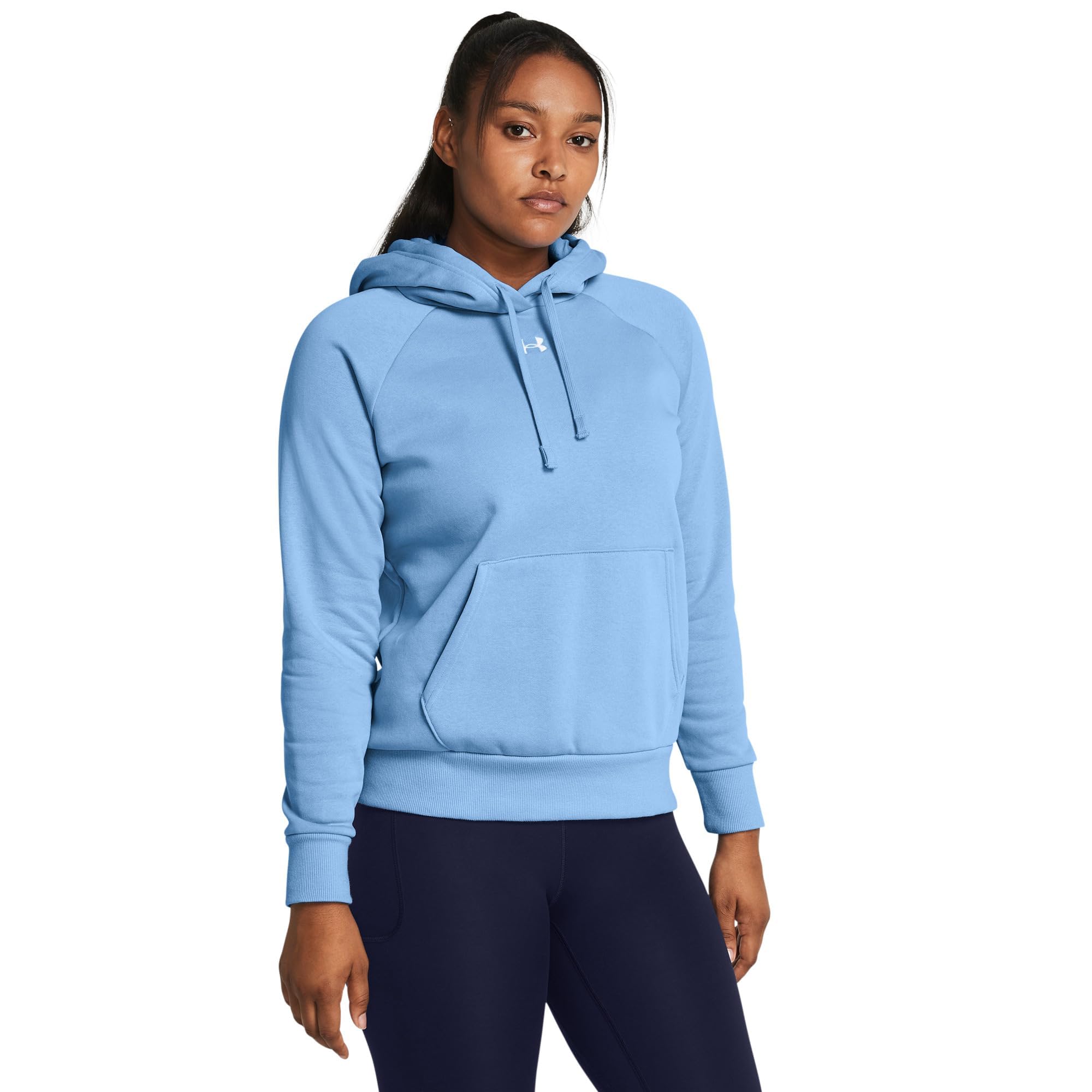 Under Armour Women's Rival Fleece Hoodie, (475) Carolina Blue / / White, S