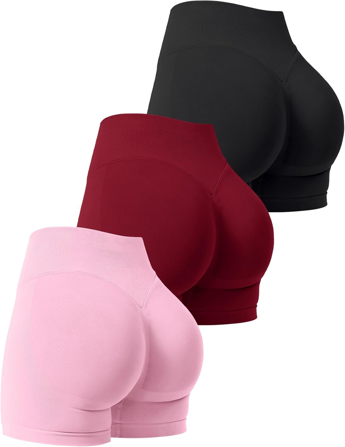 3 Pack Workout Gym Shorts Women Scrunch Butt Lifting Seamless High Waist Yoga Booty Shorts for Women