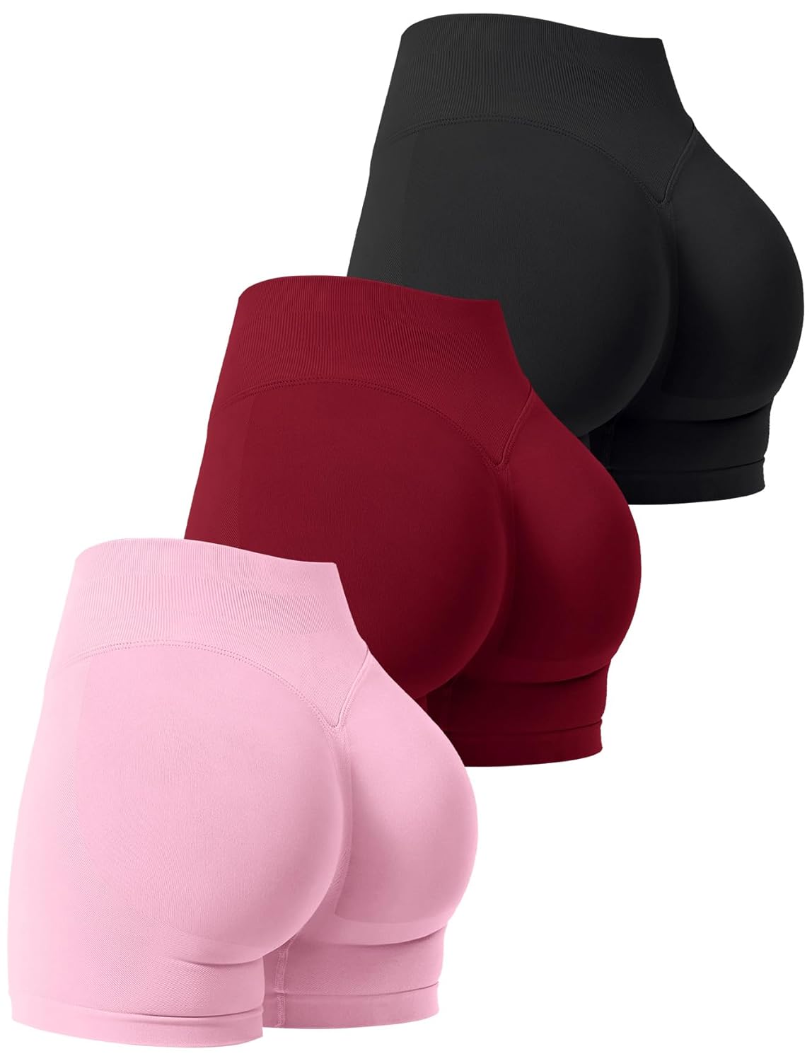 3 Pack Workout Gym Shorts Women Scrunch Butt Lifting Seamless High Waist Yoga Booty Shorts for Women