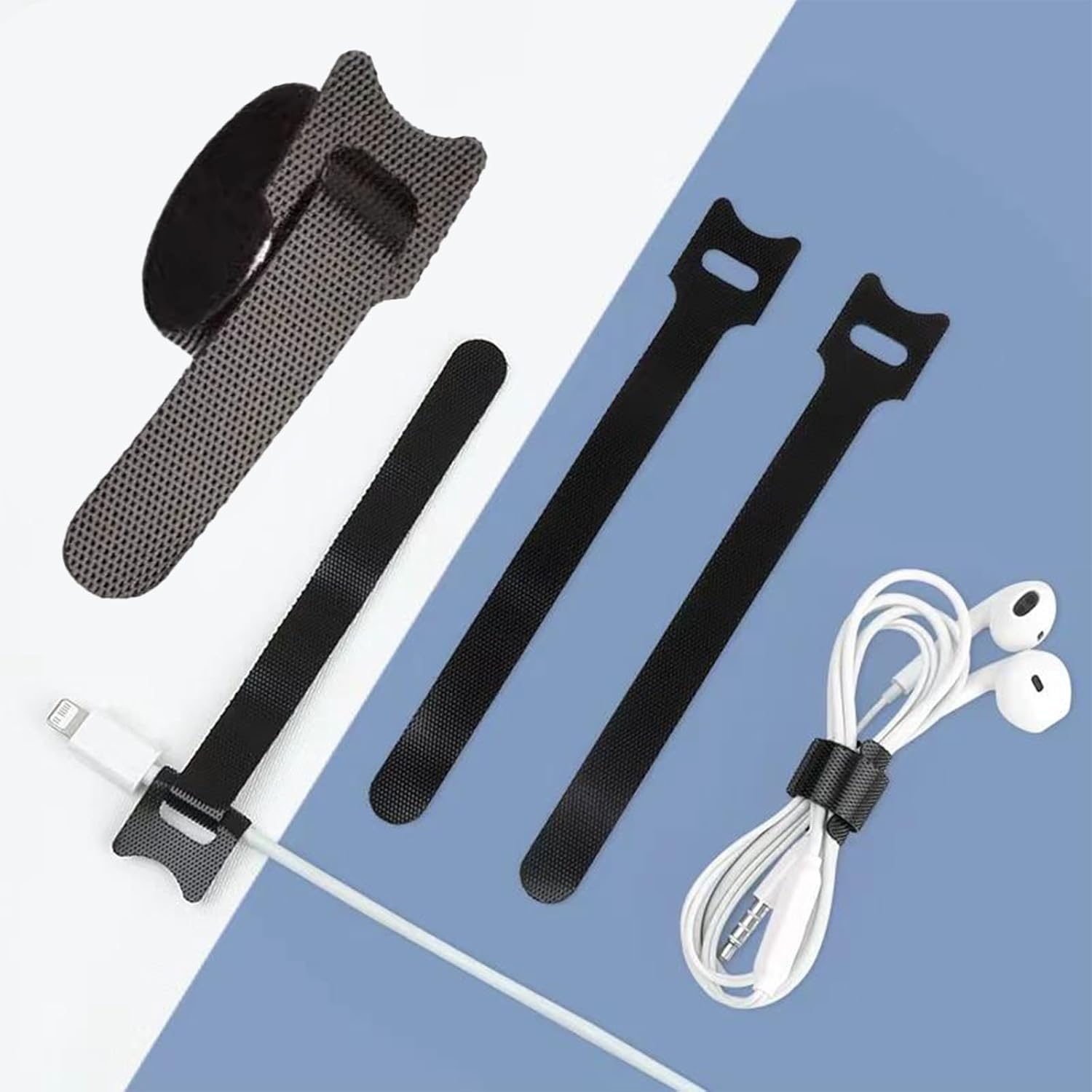 Reusable Cable Ties Hook and Loop Straps 60PCS Wire Organizer for Desk Office Electronics Travel Cable Management Use(Black)