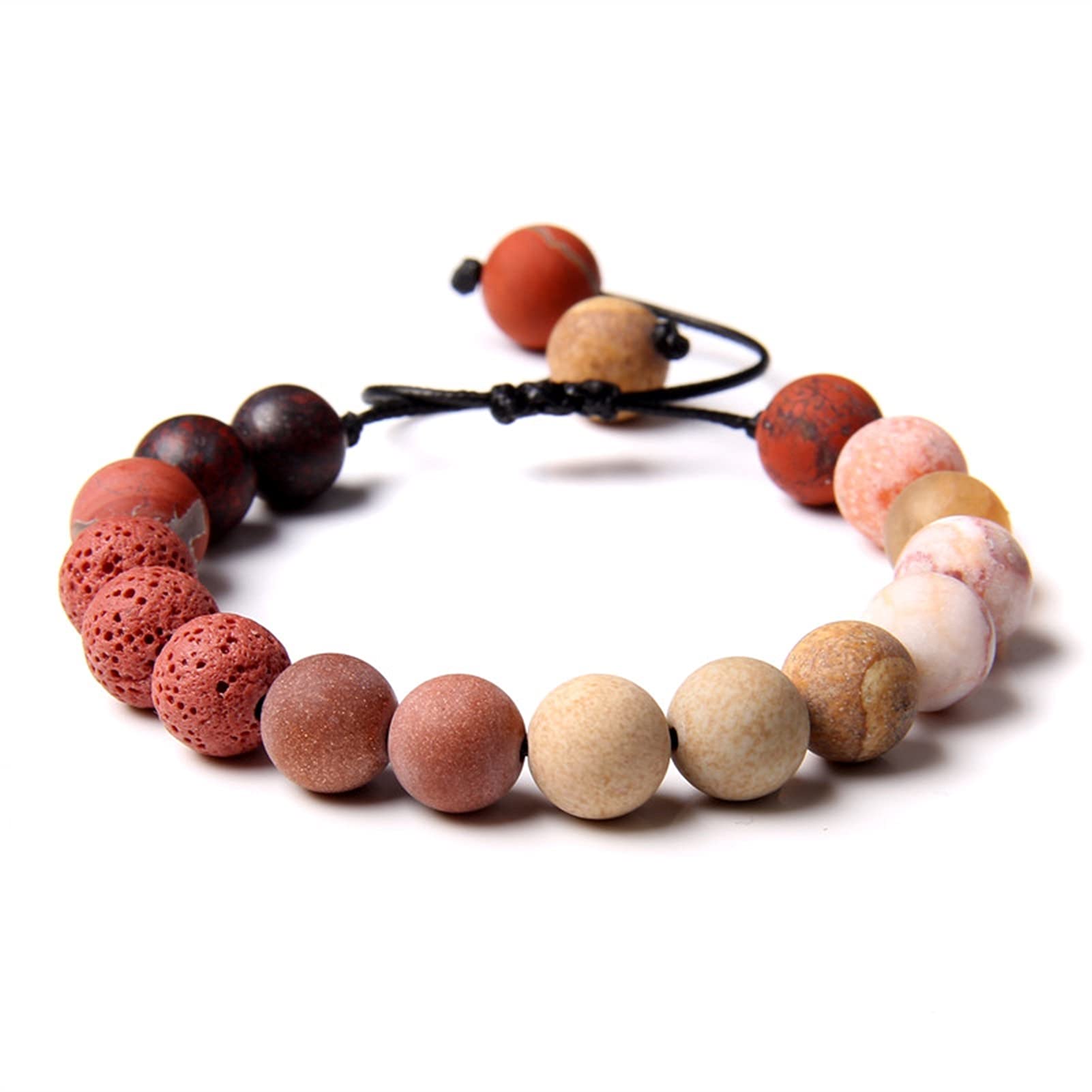 Naturstein-Armband, natürliche Chakra-Steine, Perlen-Armbänder, Herren, Vintage, verstellbar, schwarzes Seil, geflochtenes Armband für Frauen, gewebter Kettenschmuck, Armband-Schmuck