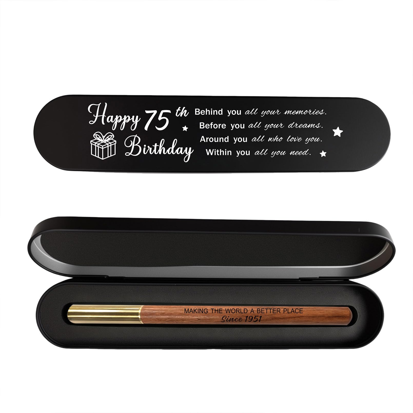 iyaone 75th Birthday Gift for 1951 Born, Engraved Wooden Gel Pen