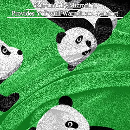 Couverture polaire verte panda plaid décoratif pour sol de lit