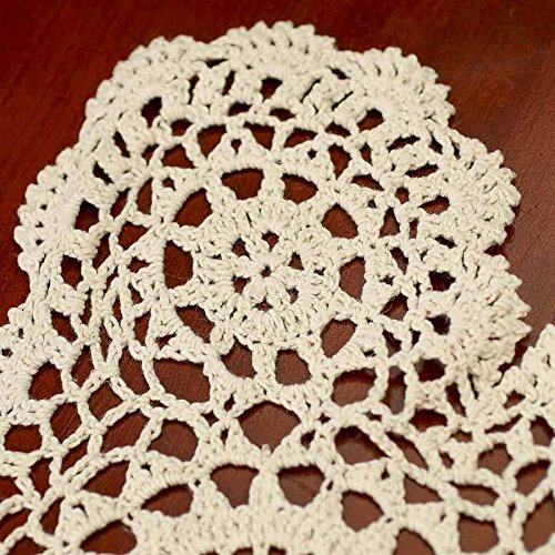 Factory Direct Craft Set of 4 Ecru Cotton Hand Crocheted Heart Shape Lace Doilies - (10