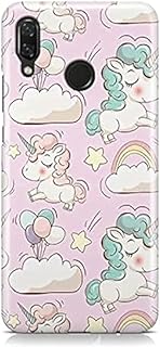 جراب خلفي بطبعة وحيد القرن لهاتف هواوي نوفا 3 اي من كوفري كيسيز - متعدد الالوان، سيليكون