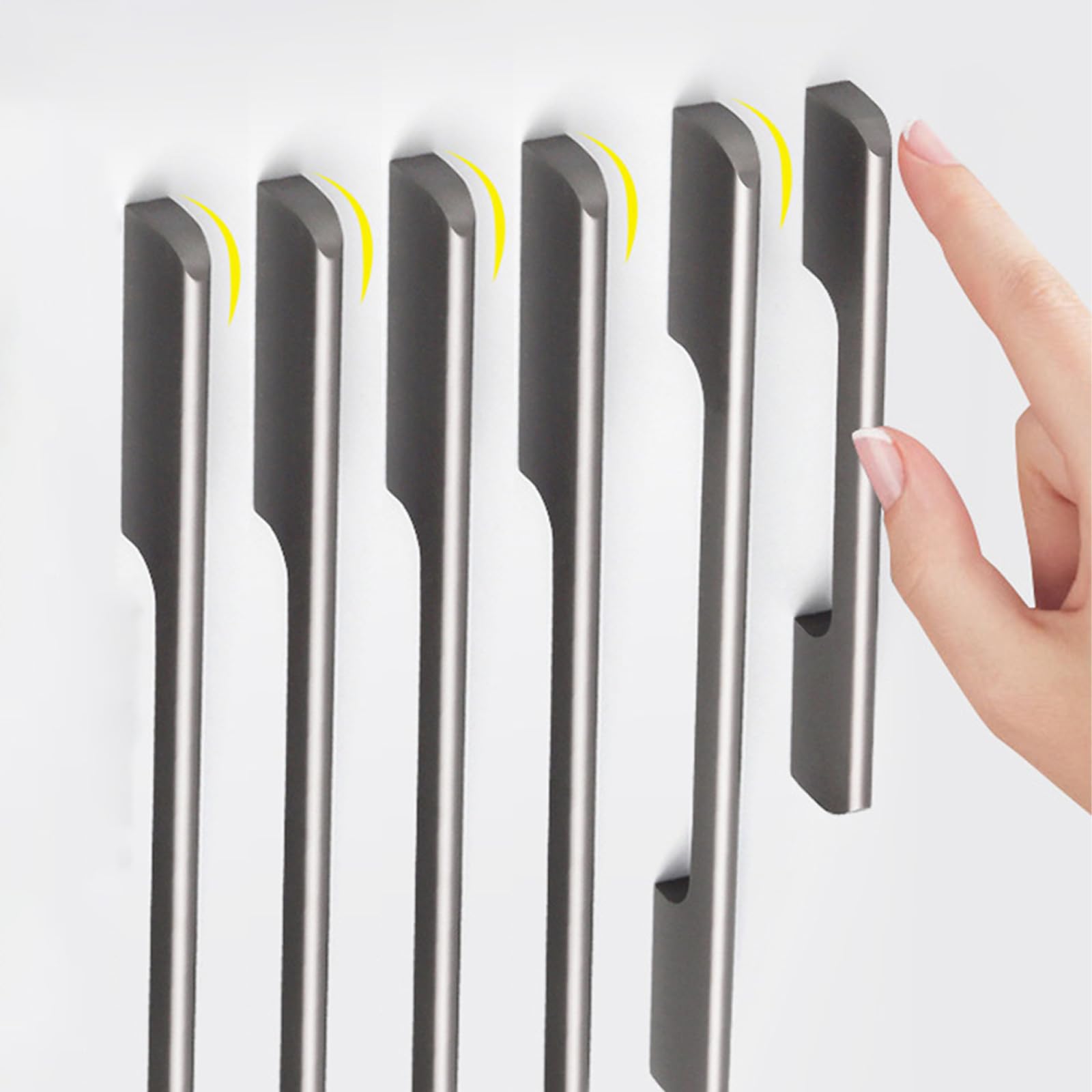 Möbelgriffe Lang,2 Stück Griffe für Schränke Grau Massive Aluminium | Eloxierte Oberfläche Bügelgriff Gesamtlänge:115 - 1200 mm Küche Griffe Modern für Schublade Küche 1160mm/45.7in