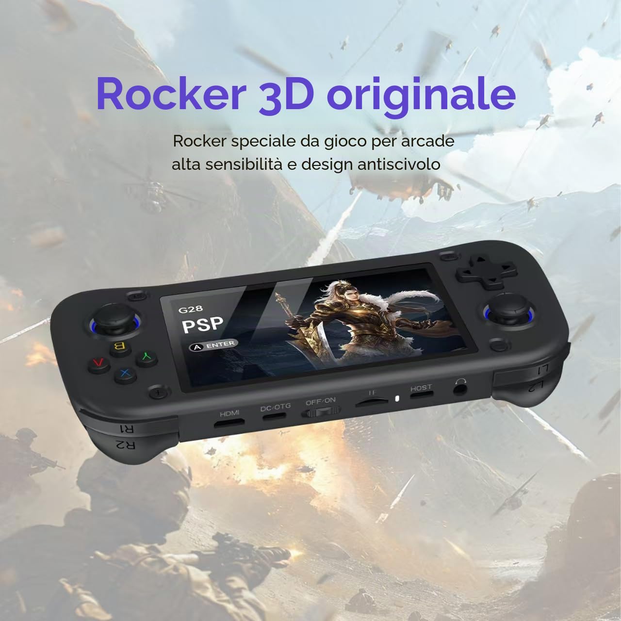 Nuova console da gioco palmare, 64 GB di memoria interna con 15.000 giochi, sistema Linux, console portatile per videogiochi, schermo IPS da 4,3 pollici, oltre 30 emulatori e sistema Linux (nero, 64 G