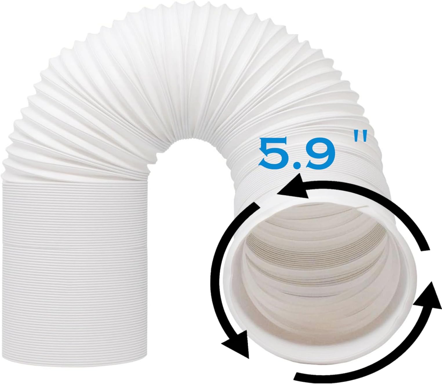 YOUHO Air Conditioner Hose, Portable Exhaust Vent Hose with 5.9 Inch (6”) Diameter, Counterclockwise AC Hose Length to 80 Inch, Universal Replacement AC Vent Hose for LG and Many More Portable AC