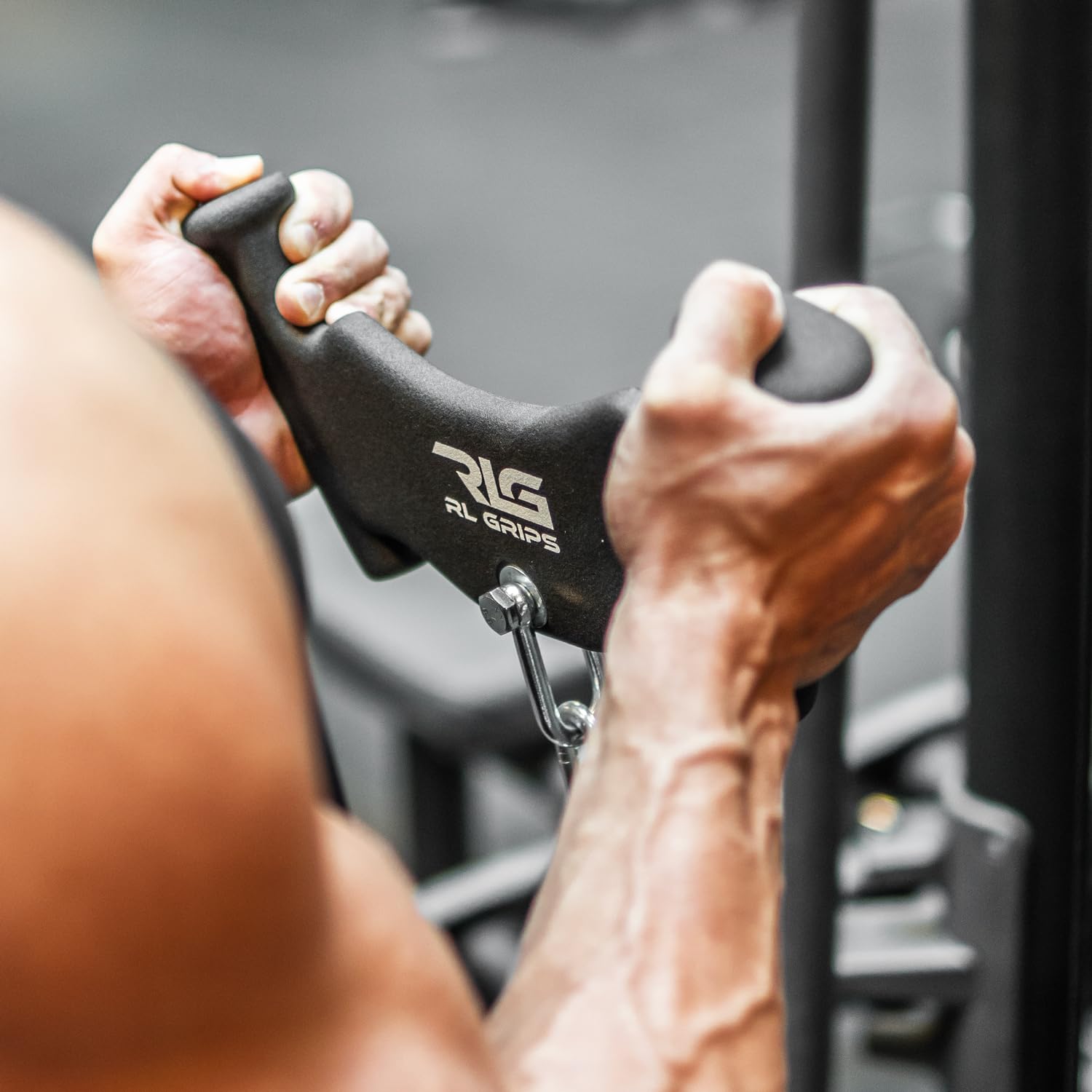 RL Grips - MK2 Agarres para Poleas de Gimnasio de Bíceps y Tríceps - Pack de 3 Manerales de Entrenamiento en Cable de Pesas Ergonómicos para Brazo - Agarres para Curl en Poleas