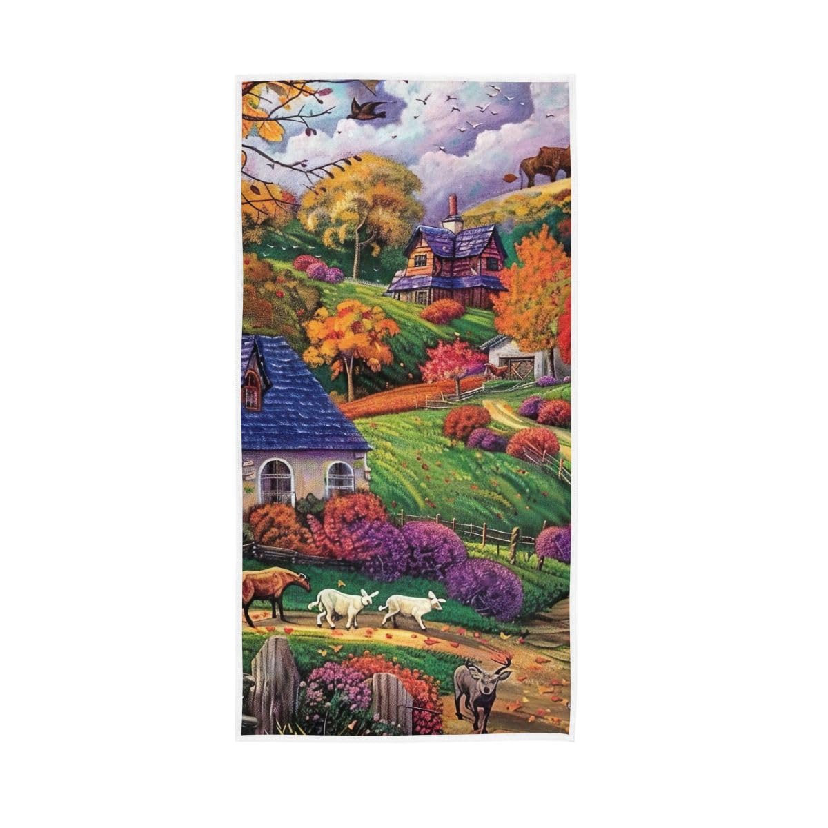 HUYGD Farm Autumn Hand Towel, Decorative Towels for Hand, Face, Hair, Yoga, Kitchen, Bath 15 x 30 Inches