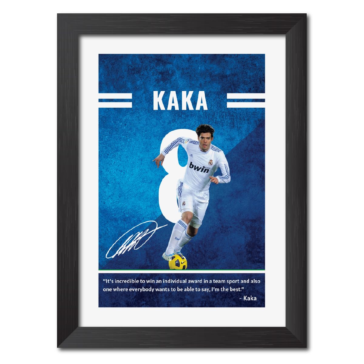 TenorArts Kaka Poster Frame Real Madrid Laminated Photo Print Framed Painting with Matt Finish Black Texture (12 inches x 9inches)-image-6