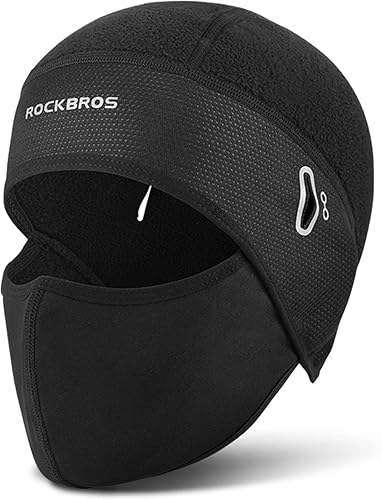ROCKBROS Gorro de calavera para casco con agujeros para gafas, gorro térmico para ciclismo, color negro, Negro -