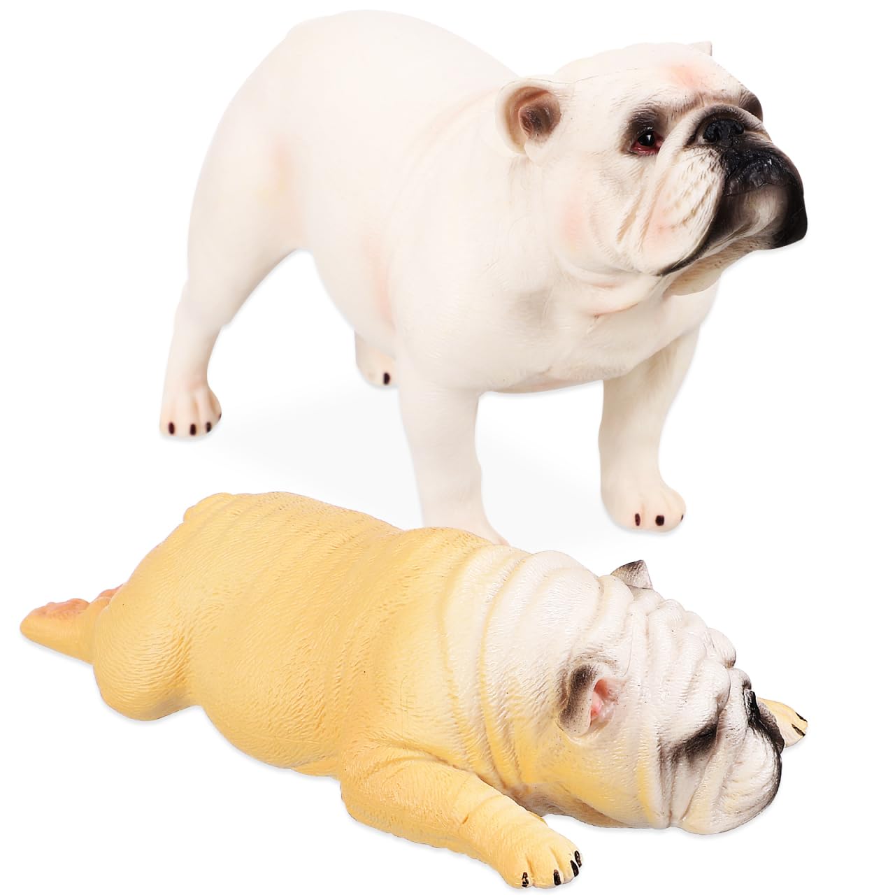 SUPVOX Bulldog Figurines: 2pcs Realistic Dog Statues for Garden Decor