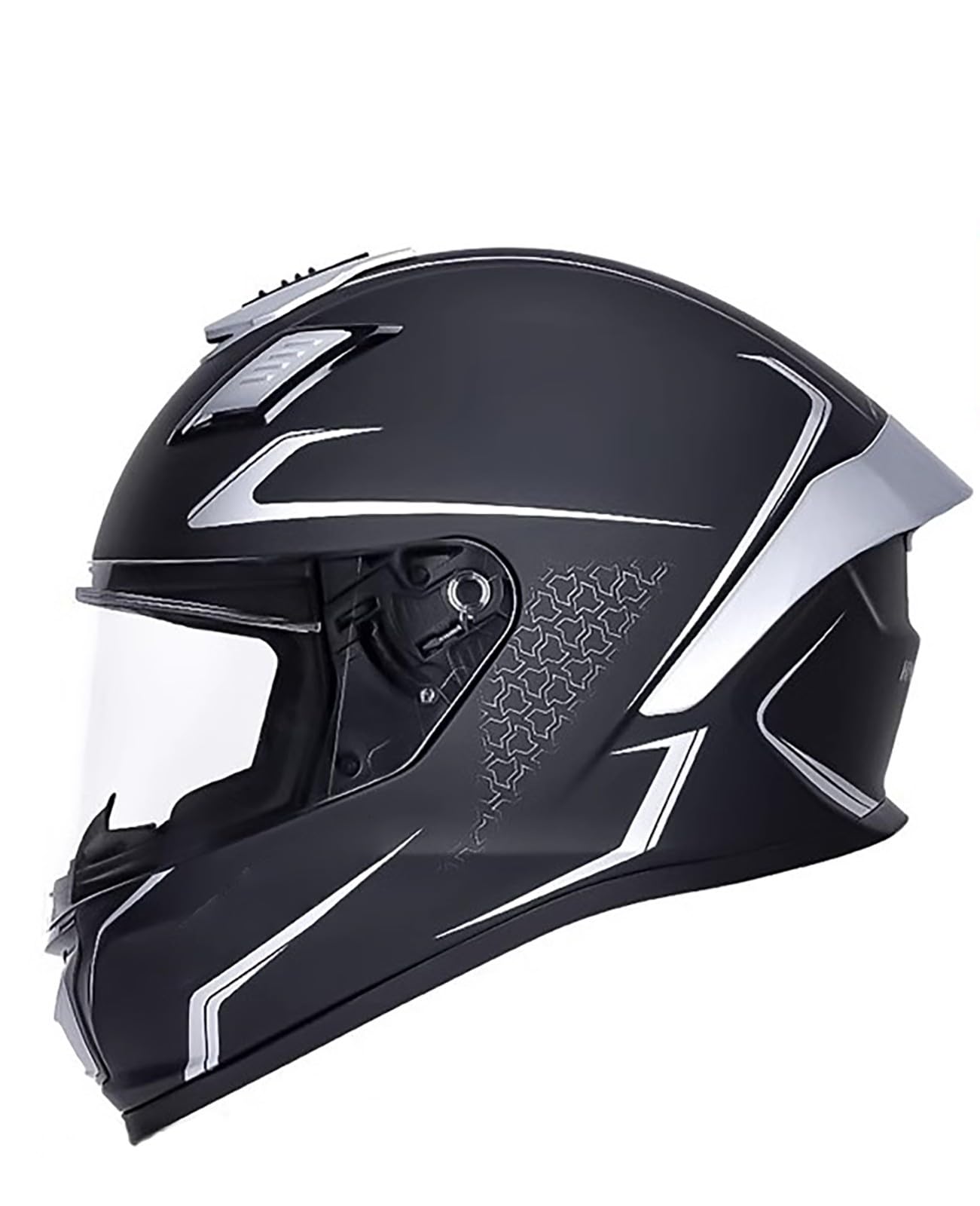 Kask motocyklowy z certyfikatem ECE integralny kask motocyklowy kask na skuter kask ochronny przenośne okulary z dużym płetwą ogona F, M (53-54 cm)