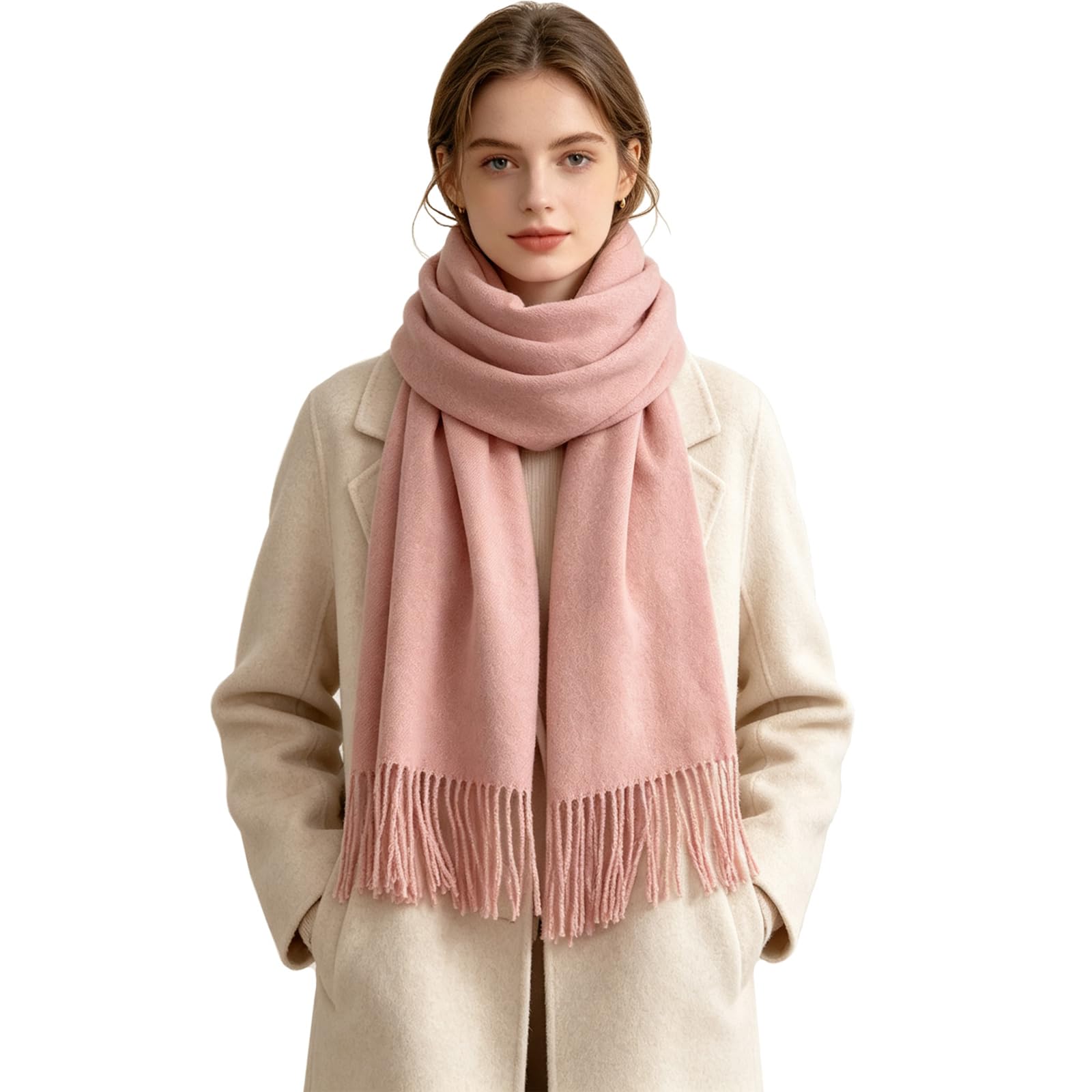 Bufanda de invierno para mujer, regalo de Navidad, bufandas, bolsa de regalo, 26.77 x 76.77 pulgadas, mezcla de algodón, bufanda gruesa, bufanda suave y cálida para parejas, chal de sección